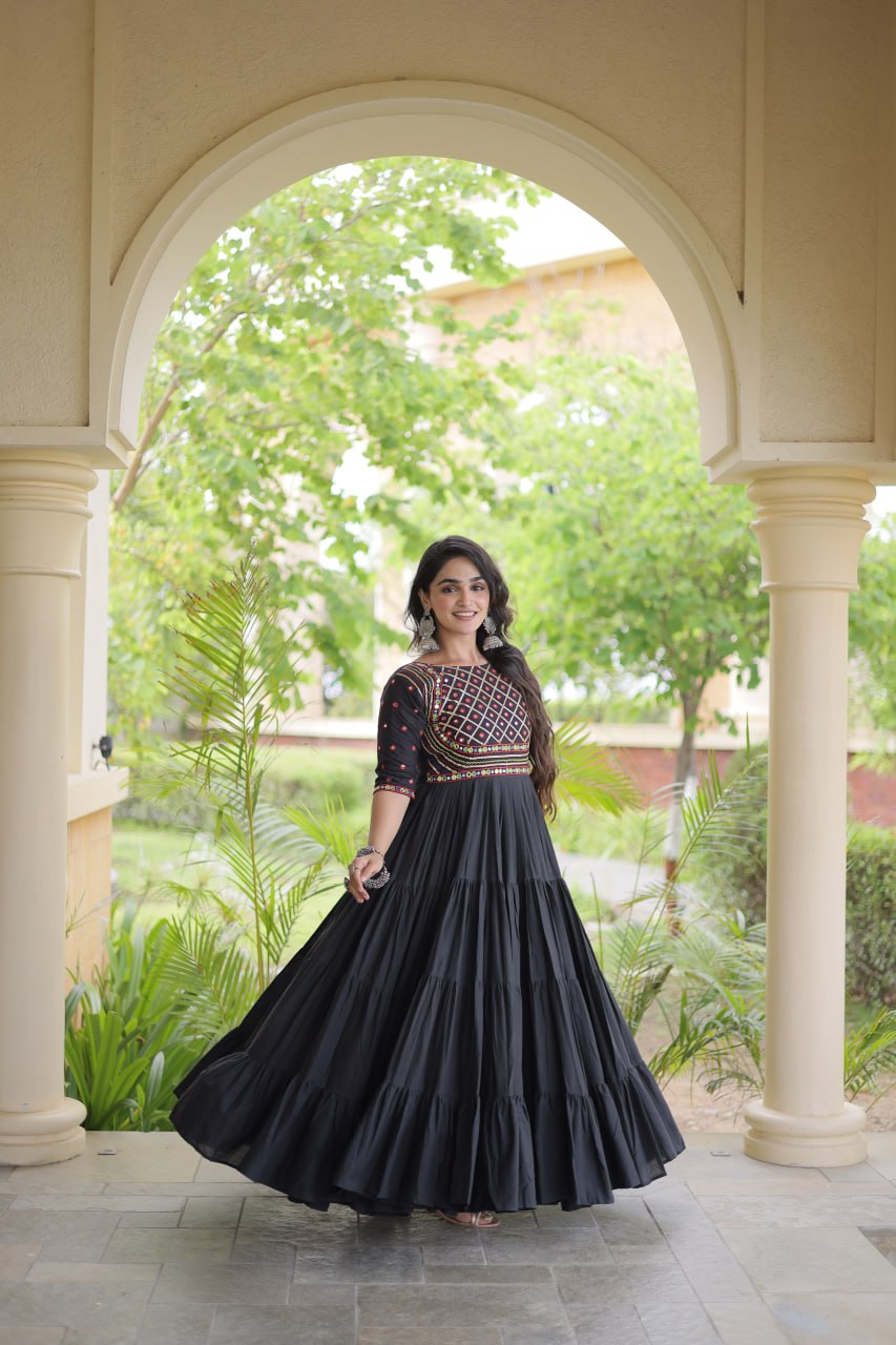 ESHANI NOIR GOTA PATTI & MIRROR WORK FULLY FLARED NAVRATRI GOWN