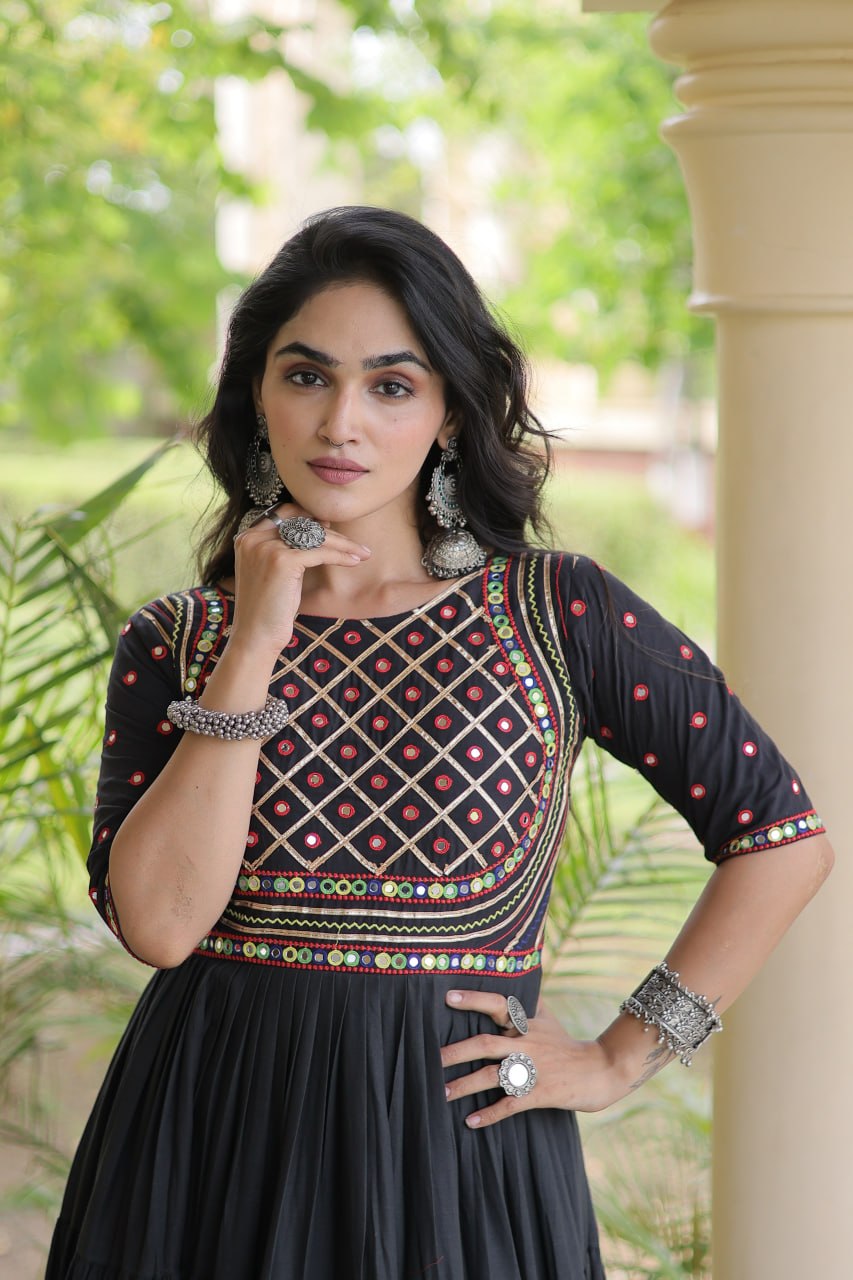 ESHANI NOIR GOTA PATTI & MIRROR WORK FULLY FLARED NAVRATRI GOWN