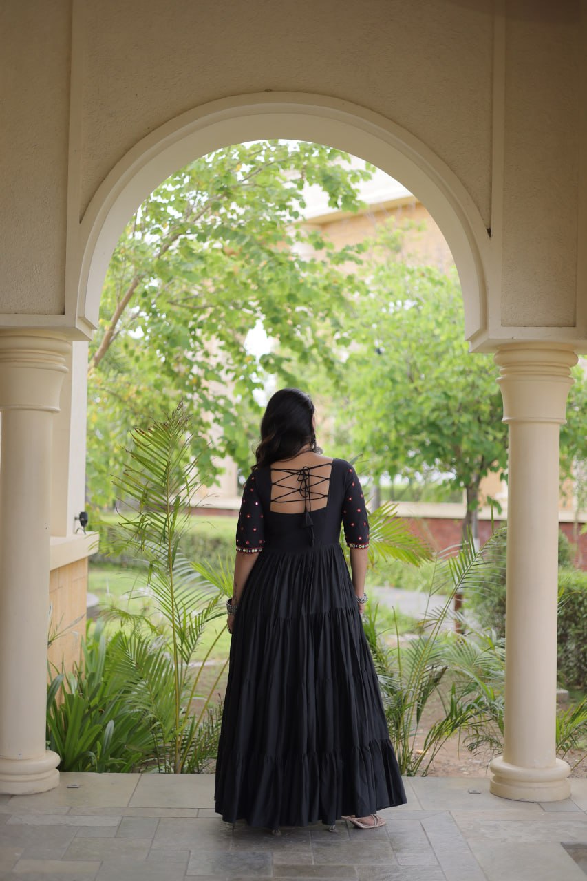 ESHANI NOIR GOTA PATTI & MIRROR WORK FULLY FLARED NAVRATRI GOWN