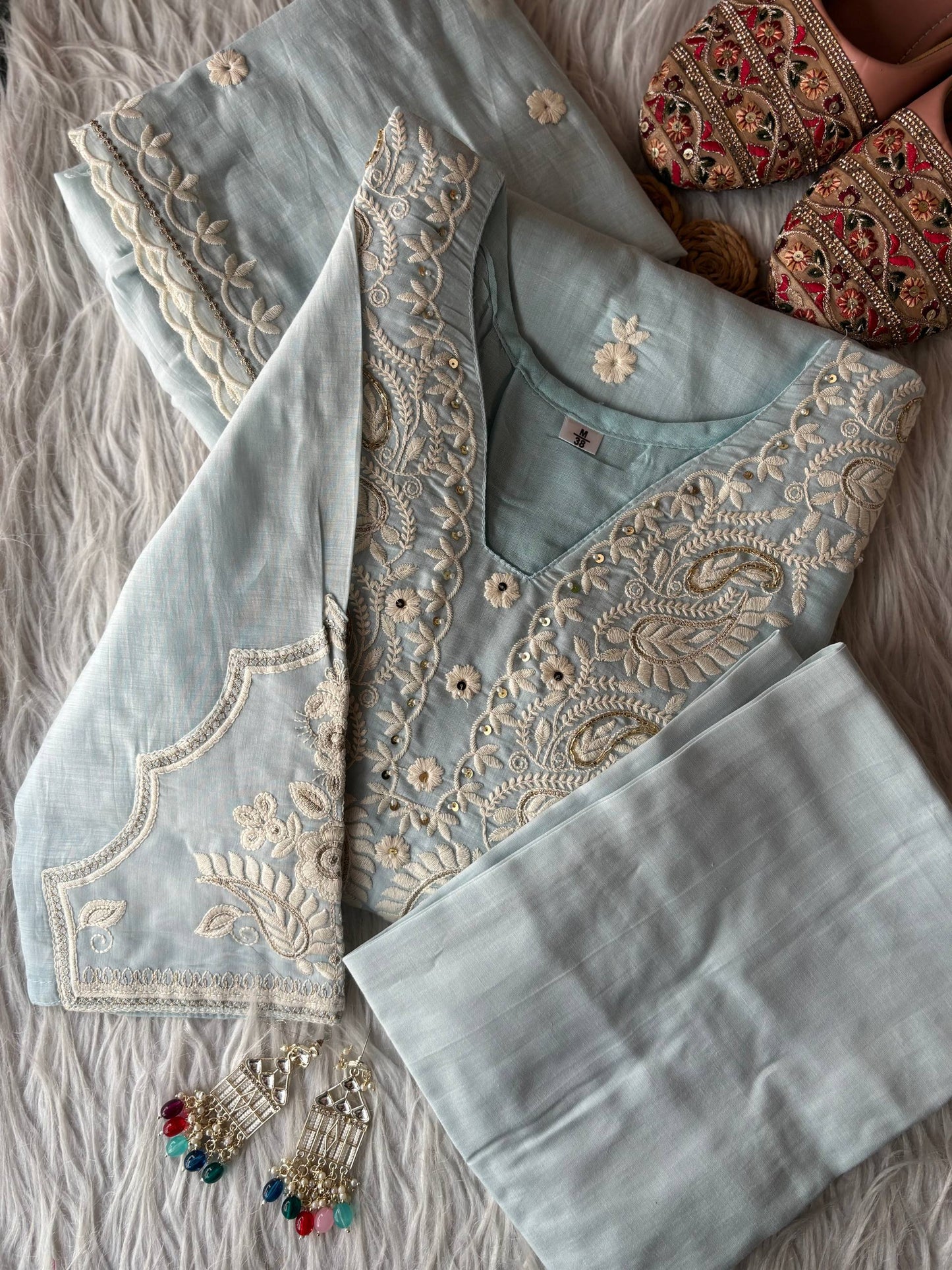 DESIGNER LOOK PURE MUL COTTON A-LINE ANARKALI SUIT SET