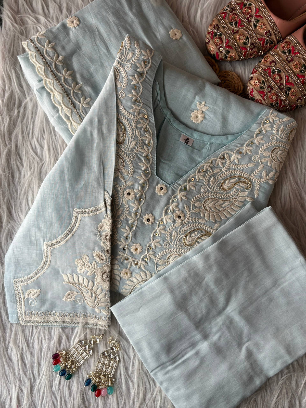DESIGNER LOOK PURE MUL COTTON A-LINE ANARKALI SUIT SET