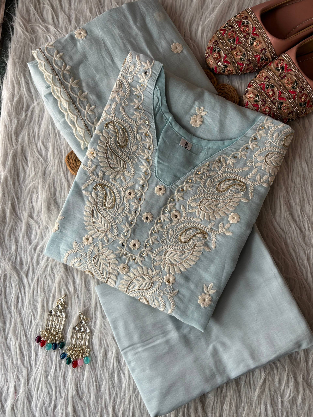 DESIGNER LOOK PURE MUL COTTON A-LINE ANARKALI SUIT SET