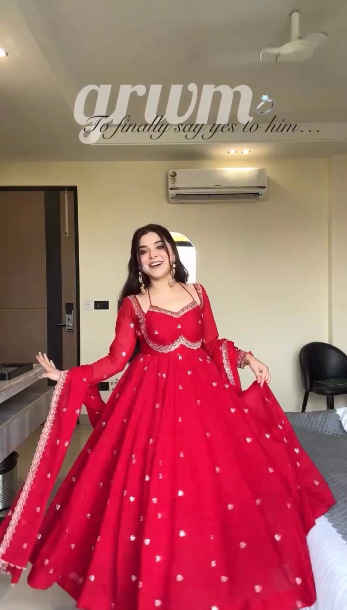 RED RITUAL GEORGETTE BASE ANARKALI GOWN SET OF 3