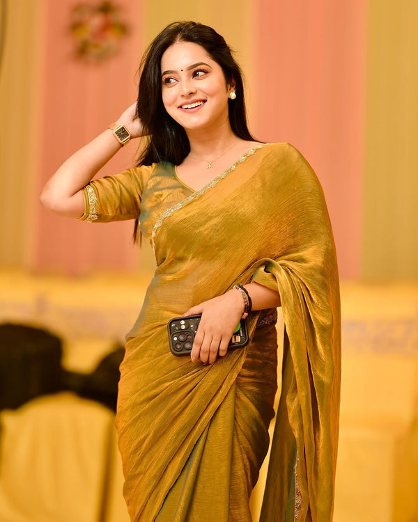 LUXURIOUS SOFT FENDI CHIFFON TWO TONE SAREE