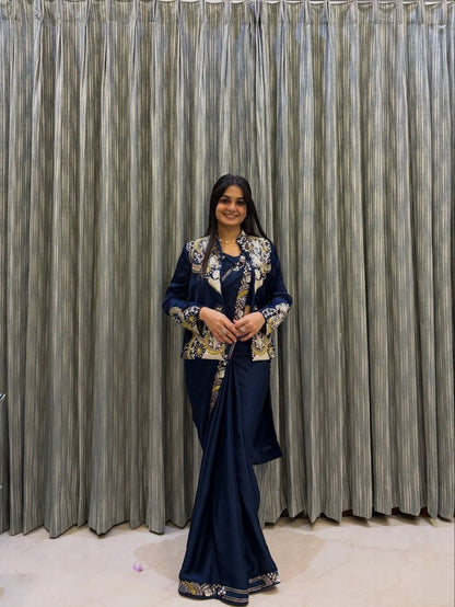 DESIGNER STYLE READY TO WEAR SAREE WITH BLAZER