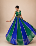ROYAL BLUE & EMERALD GREEN HEAVY LACE WORK NAVRATRI LEHENGA CHOLI