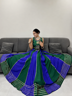 ROYAL BLUE & EMERALD GREEN HEAVY LACE WORK NAVRATRI LEHENGA CHOLI