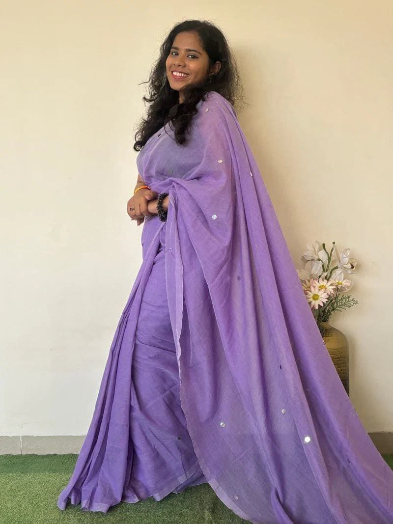 MONALISA KHADI COTTON SAREE WITH MIRROR WORK