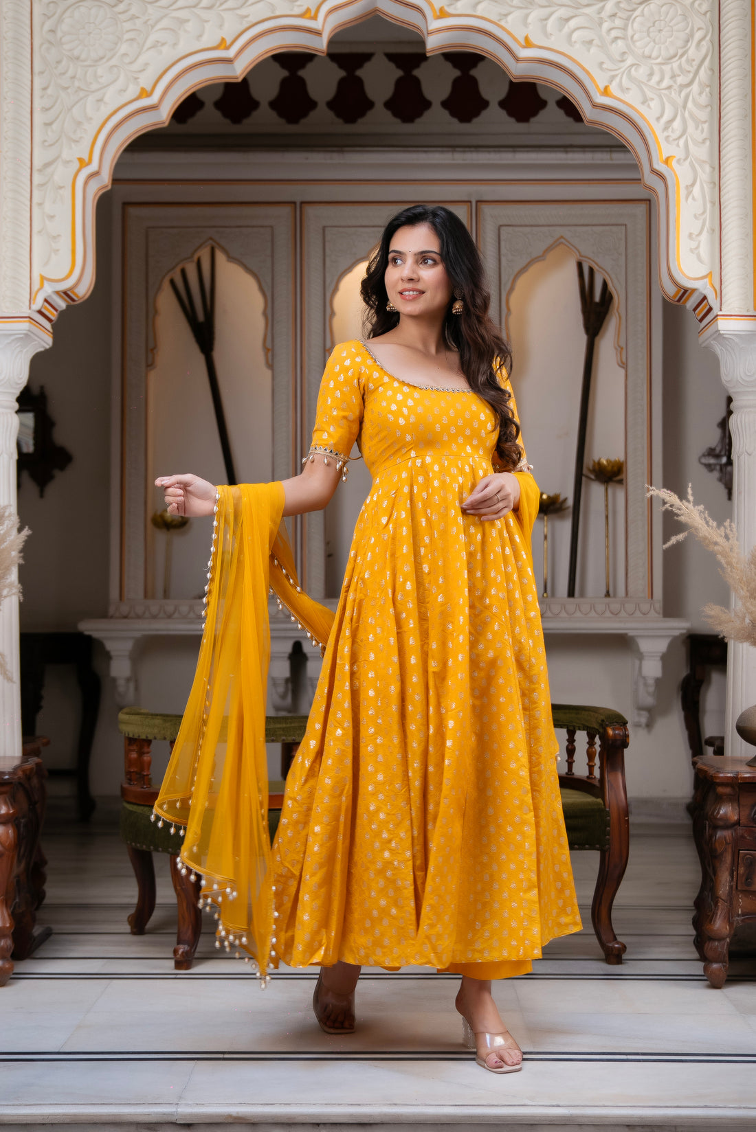 HERITAGE WEAVE MUSTARD BANARASI SILK SUIT SET
