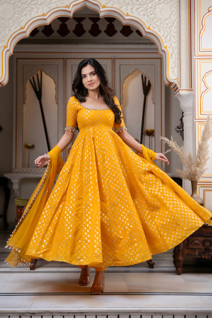 HERITAGE WEAVE MUSTARD BANARASI SILK SUIT SET