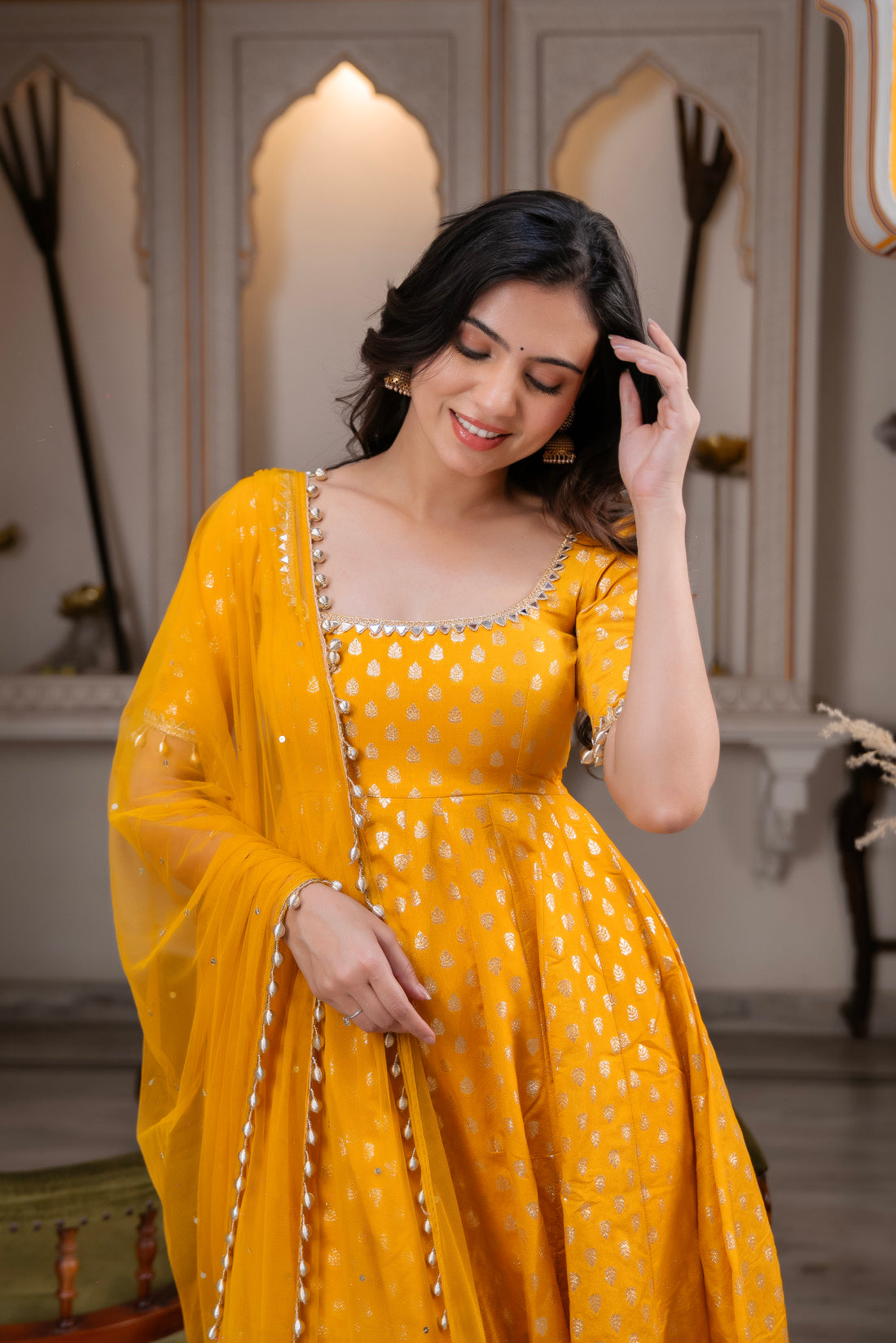 HERITAGE WEAVE MUSTARD BANARASI SILK SUIT SET