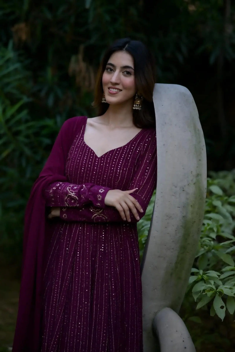 NAVYA PURPLE EMBROIDERED SUIT SET