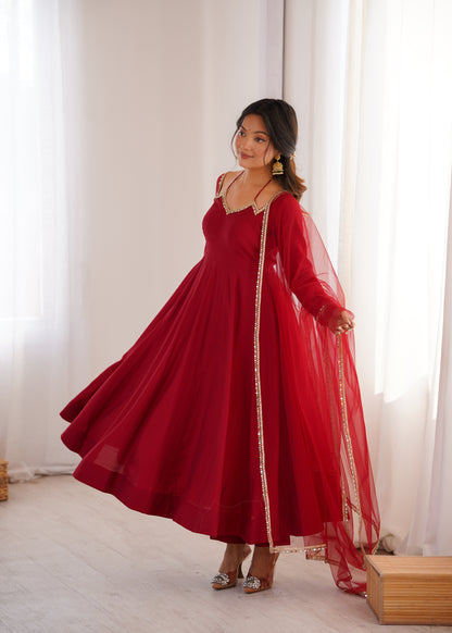 ROYAL MAROON COLOR FESTIVE ANARKALI SUIT SET OF 3