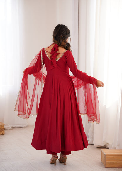 ROYAL MAROON COLOR FESTIVE ANARKALI SUIT SET OF 3