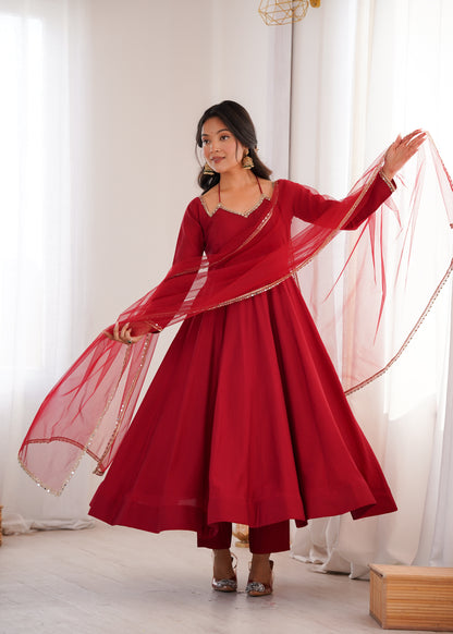 ROYAL MAROON COLOR FESTIVE ANARKALI SUIT SET OF 3