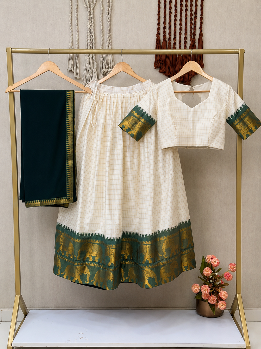 TRADITIONAL ONAM SPECIAL POLY COTTON SILK HALF SAREE