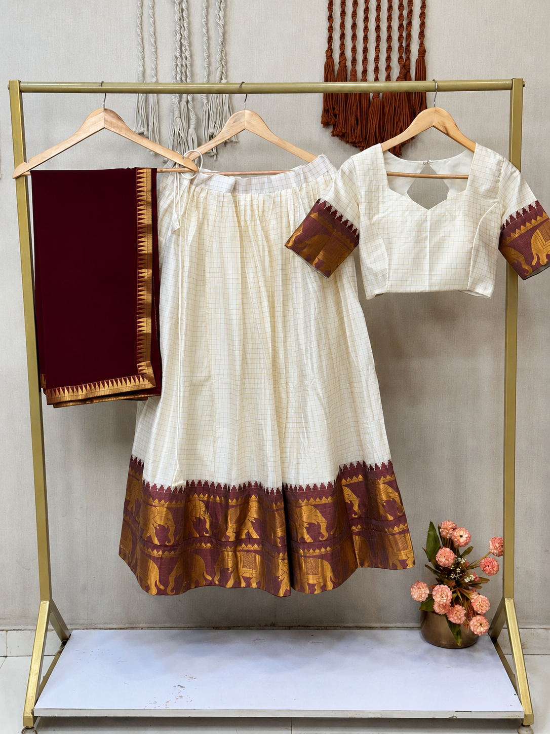 TRADITIONAL ONAM SPECIAL POLY COTTON SILK HALF SAREE