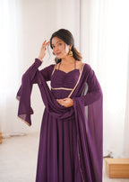WINE COLOR PURE BLOOMING GEORGETTE ANARKALI GOWN