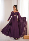 WINE COLOR PURE BLOOMING GEORGETTE ANARKALI GOWN