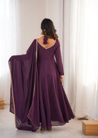 WINE COLOR PURE BLOOMING GEORGETTE ANARKALI GOWN
