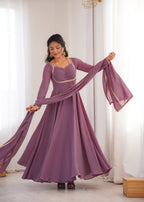 MAUVE PINK COLOR PURE BLOOMING GEORGETTE ANARKALI GOWN