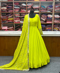 LIRIL YELLOW COLOR SOFT GEORGETTE WITH HEAVY EMBROIDERY WORK DUPATTA ANARKALI SUIT