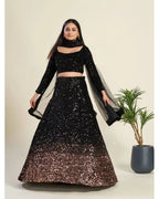 AMAZING BLACK SEQUENCE VELVET PARTY WEAR LEHENGA CHOLI WITH DUPATTA