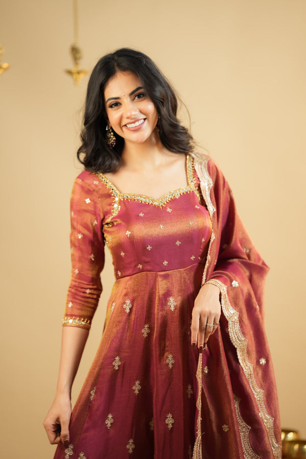ELEGANT COSMO SILK ANARKALI PREMIUM SUIT SET OF 3