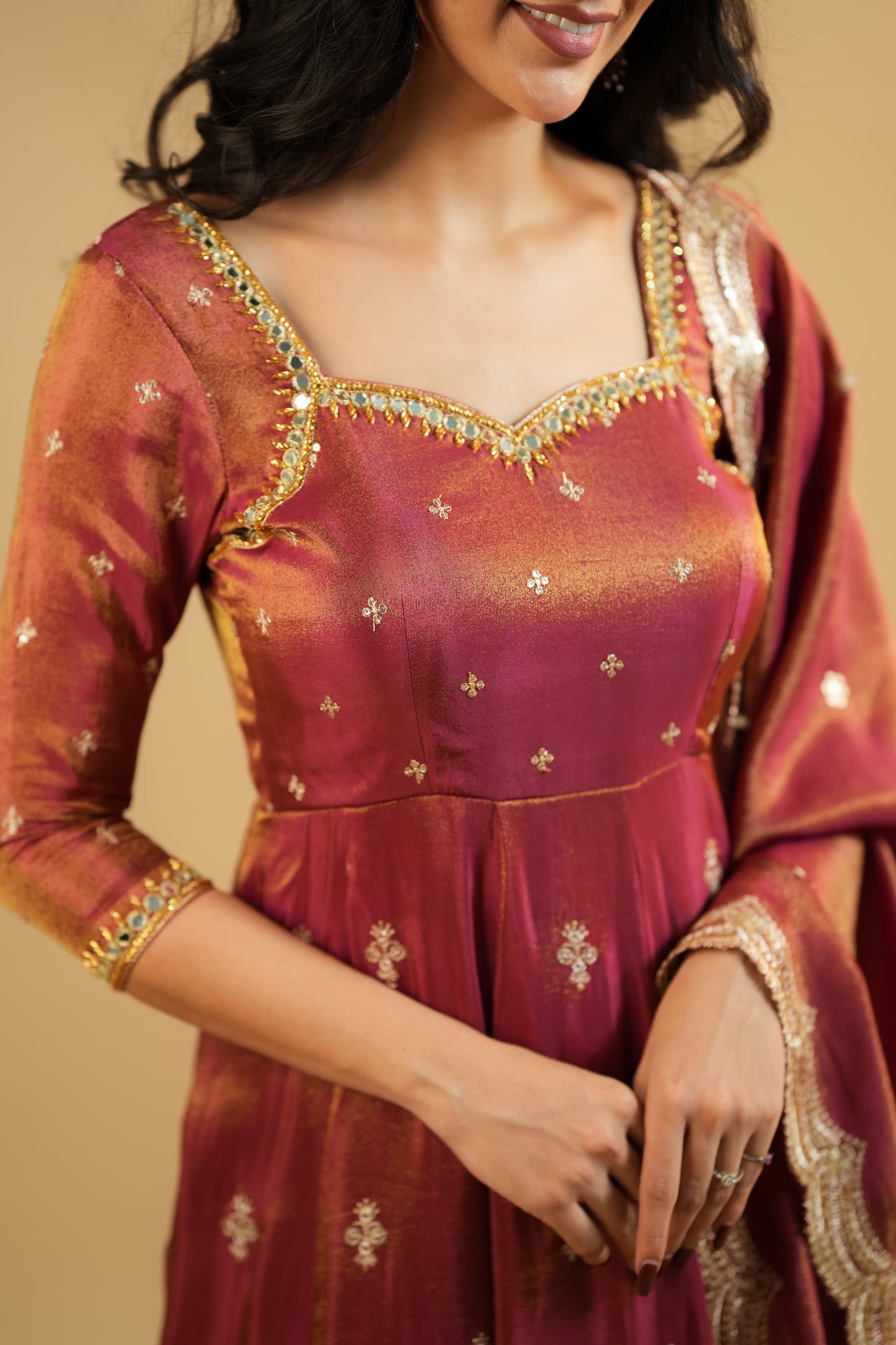 ELEGANT COSMO SILK ANARKALI PREMIUM SUIT SET OF 3
