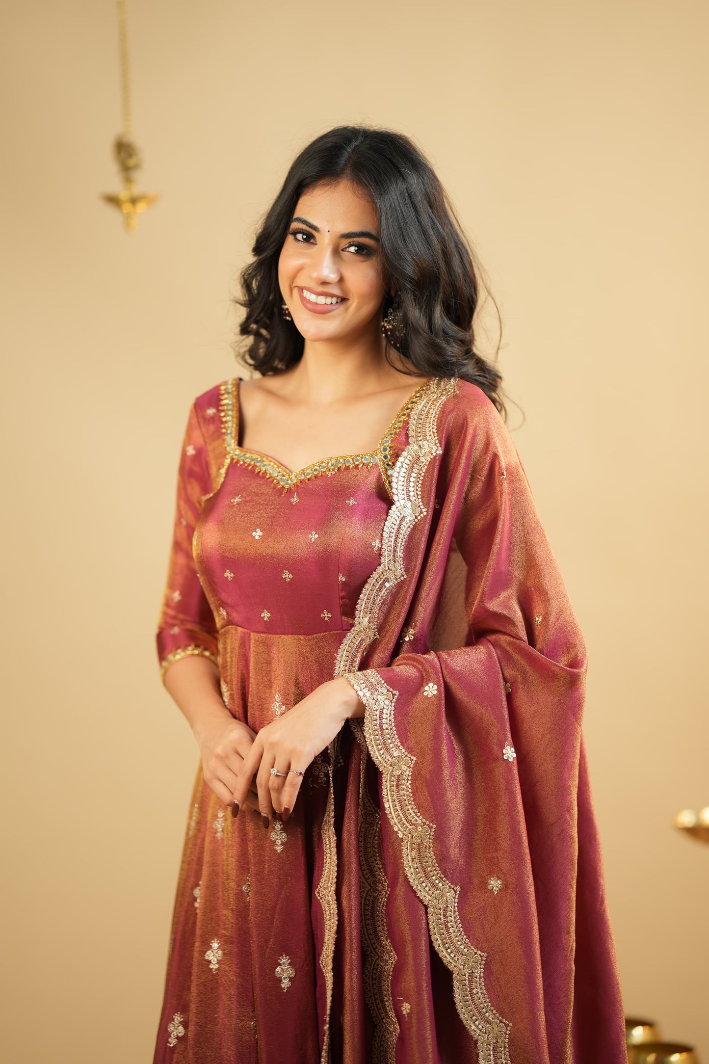 ELEGANT COSMO SILK ANARKALI PREMIUM SUIT SET OF 3