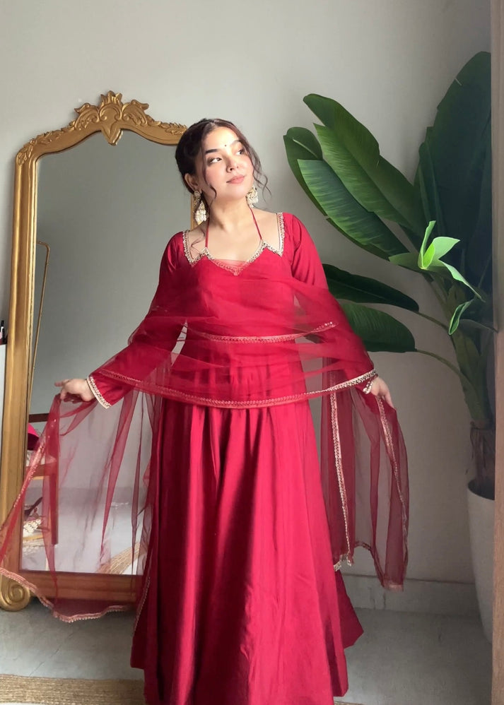 ROYAL MAROON COLOR FESTIVE SPECIAL ANARKALI SUIT SET