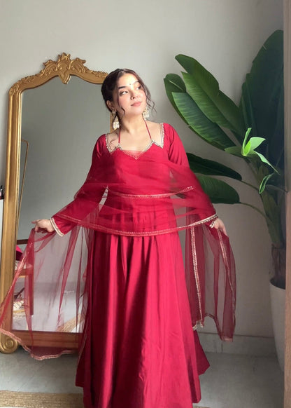 ROYAL MAROON COLOR FESTIVE SPECIAL ANARKALI SUIT SET