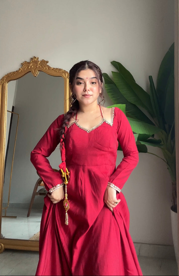 ROYAL MAROON COLOR FESTIVE SPECIAL ANARKALI SUIT SET