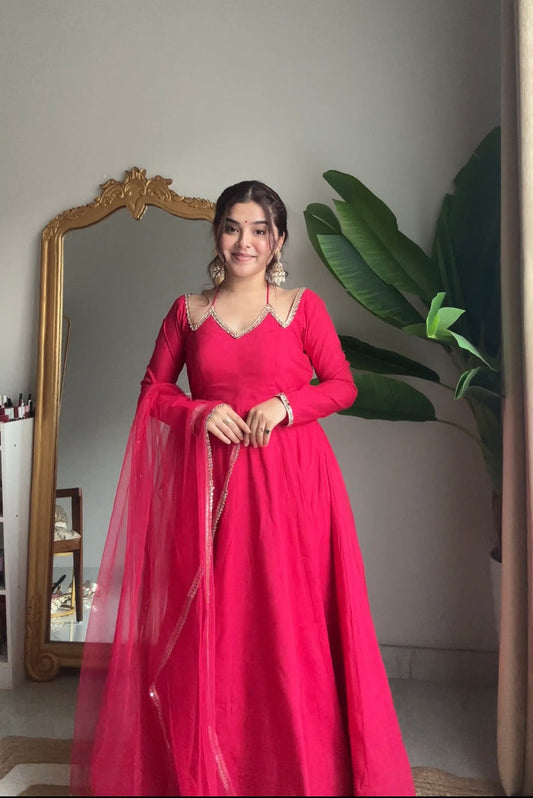 PINK COLOR FESTIVE SPECIAL ANARKALI SUIT SET