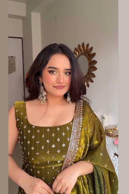 MEHNDI GREEN SUIT SET BY CHOLICART