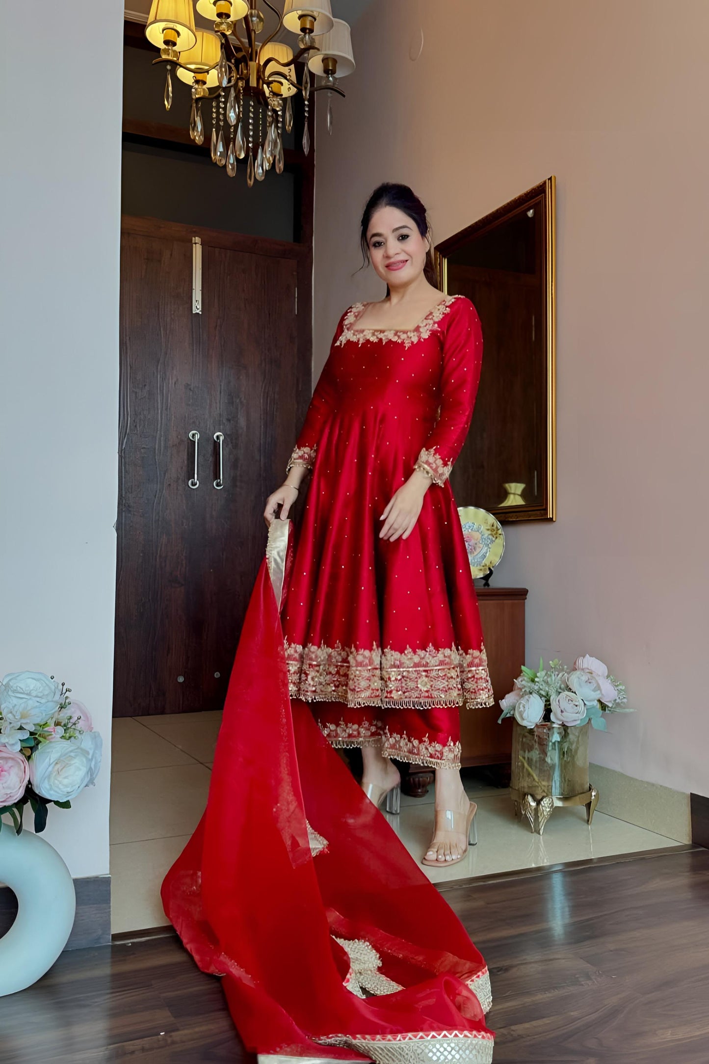 HEAVY VICHITRA SILK ROYAL ELEGANT SUIT SET OF 3
