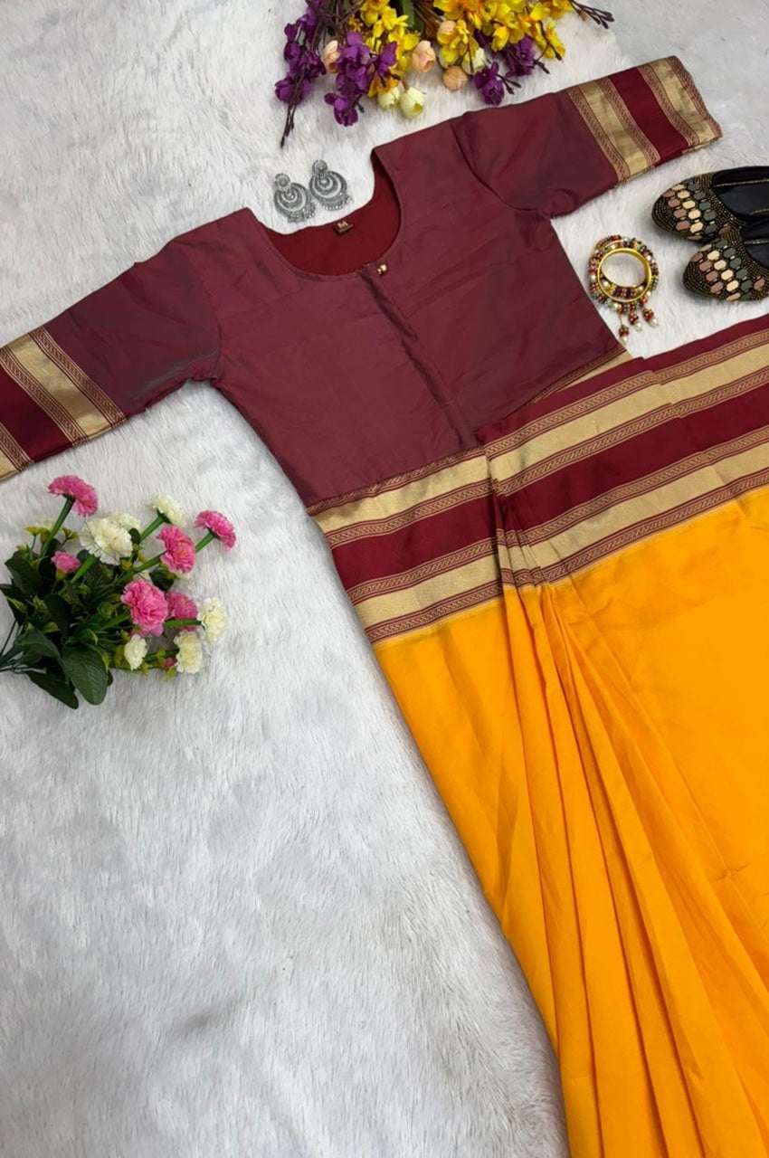 ORANGE COLOR ZIP & GO SAREE