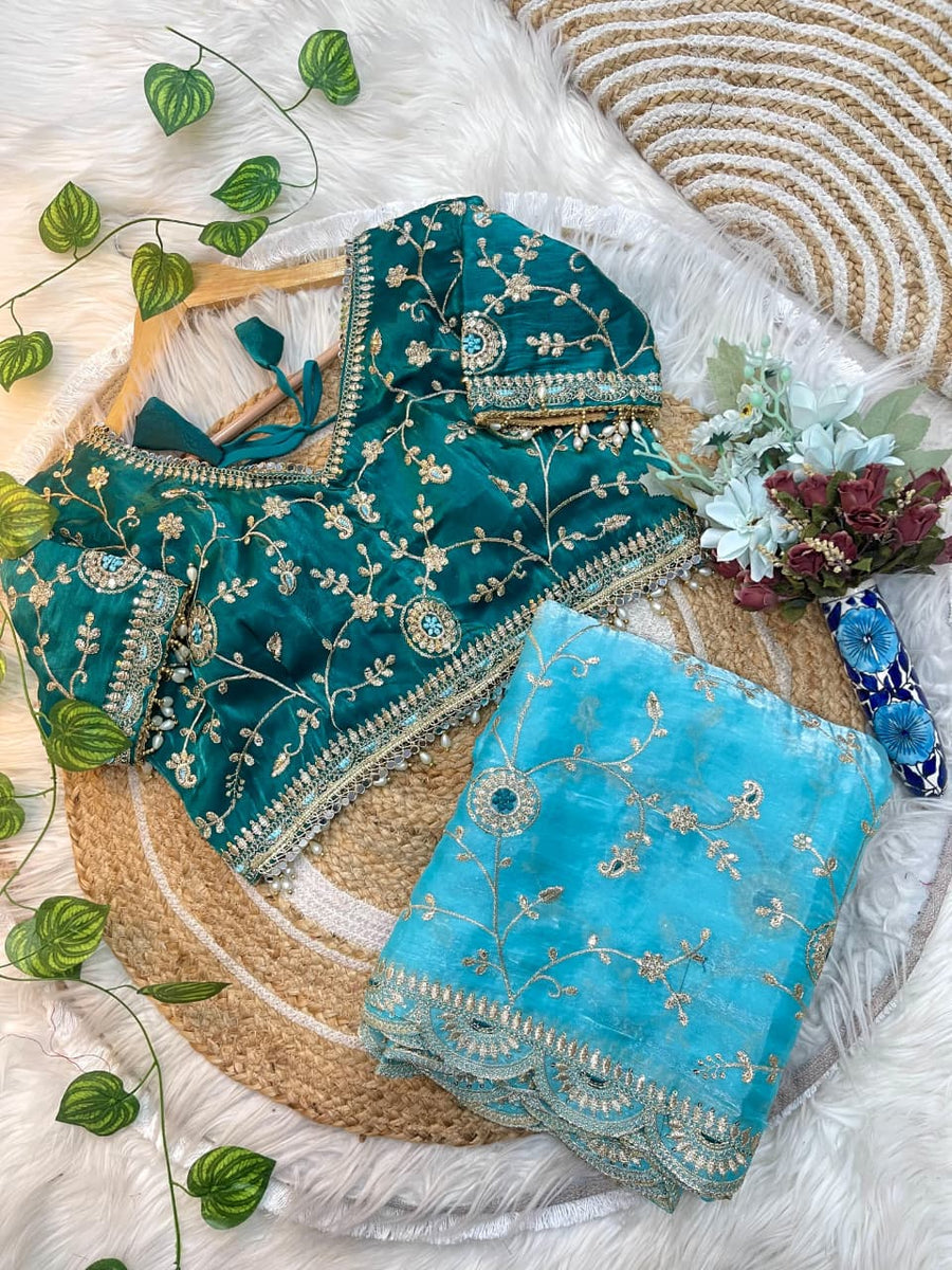 SOFT ELEGENT RICH LOOK EMBROIDERY WORK SAREE
