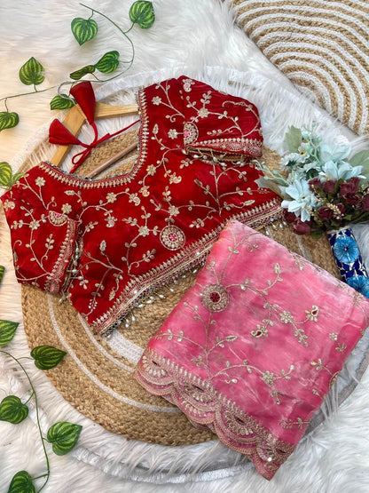 SOFT ELEGENT RICH LOOK EMBROIDERY WORK SAREE