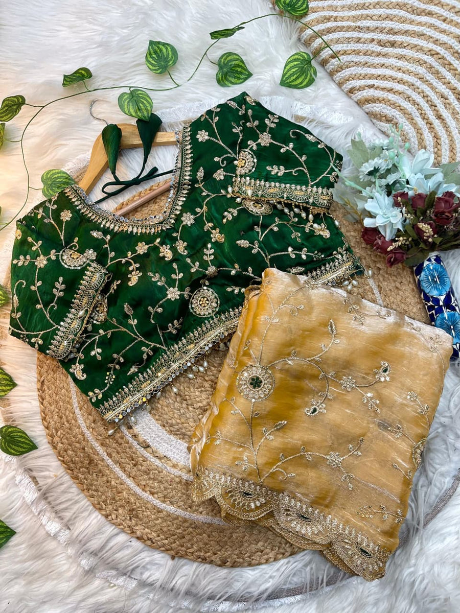 SOFT ELEGENT RICH LOOK EMBROIDERY WORK SAREE