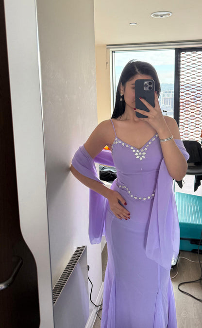 LAVENDER COLOR FISH CUT LEHENGA