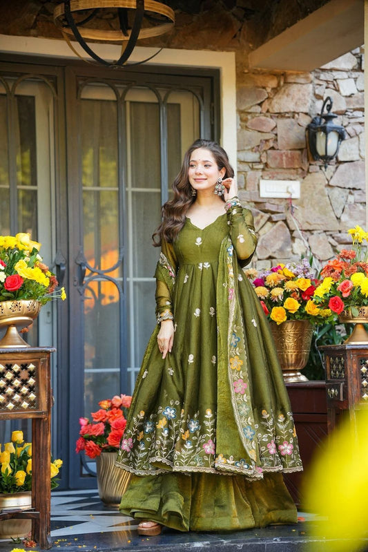 NAISHVIKA FLORAL ANARKALI SUIT SET OF 3