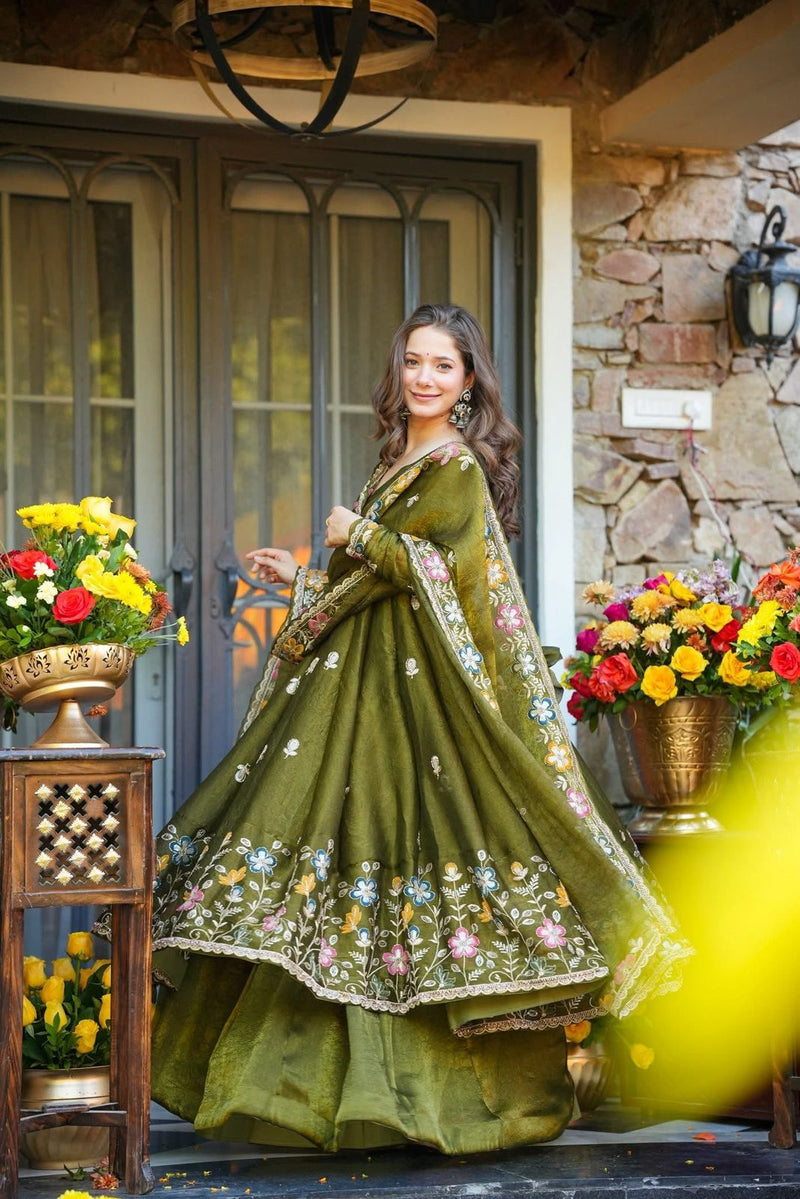 NAISHVIKA FLORAL ANARKALI SUIT SET OF 3