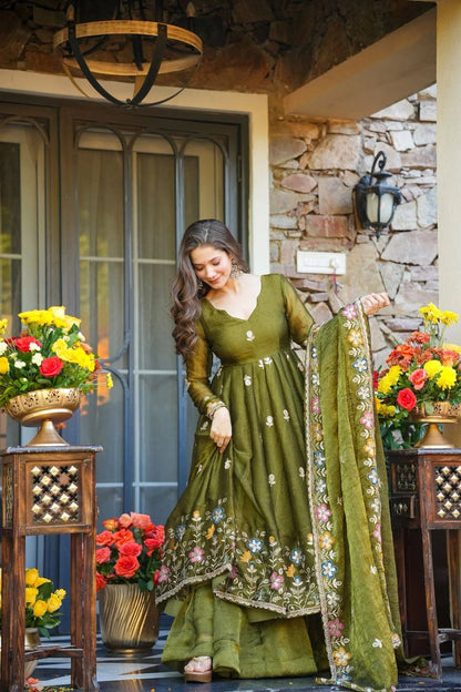 NAISHVIKA FLORAL ANARKALI SUIT SET OF 3