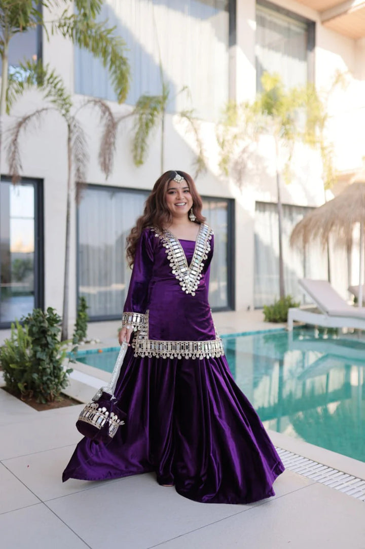 ROYAL ICE PURPLE VELVET SUIT SET