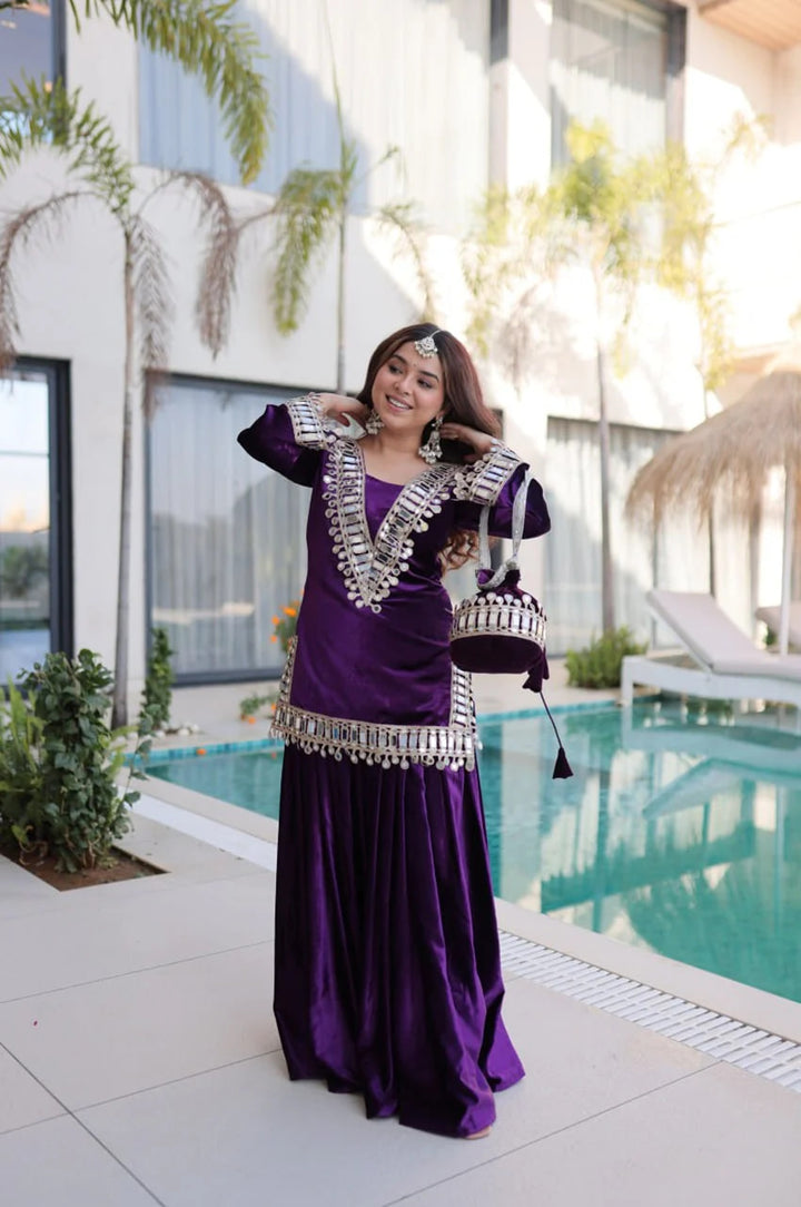 ROYAL ICE PURPLE VELVET SUIT SET