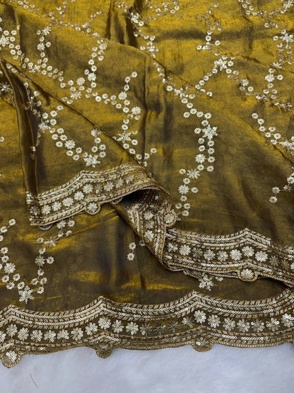SOFT SPACE SILK BASE EMBROIDERED SEQUENCE WORK SAREE